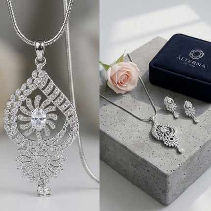 party wear silver jewelry for women - Elegant Earrings Set