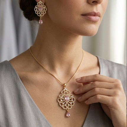 women floral gold jewelry set – Blossom Filigree Suite