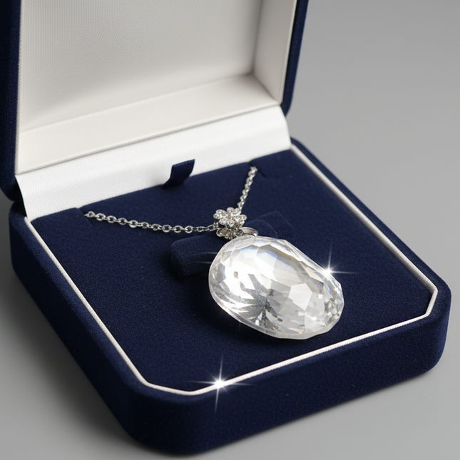 Luxury Oval Crystal Statement Pendant Necklace – Elegant Jewelry