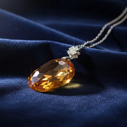 Luxury Oval Crystal Statement Pendant Necklace – Elegant Jewelry