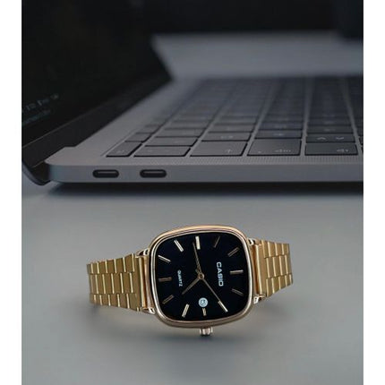 Casio Men's Square Dial Watch Slim Steel Black