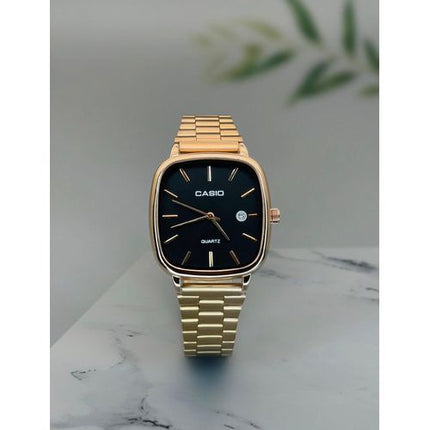 Casio Men's Square Dial Watch Slim Steel Black