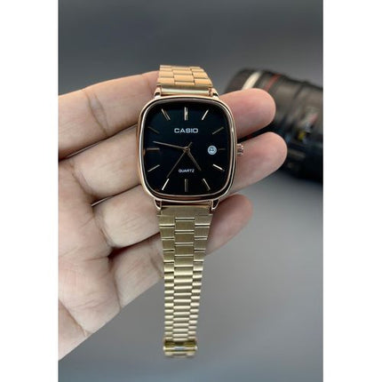 Casio Men's Square Dial Watch Slim Steel Black