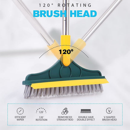 2-in-1 Floor Cleaning Brush with 120° Rotating Head | Multipurpose Scrubber for Bathroom, Tiles & Windows