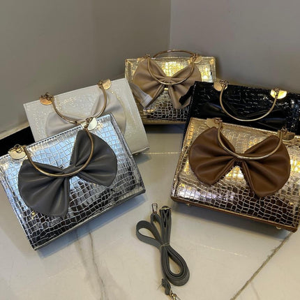 Crocodile Bow Handbag Elegant Stylish And Durable Design For Fashionable Daily Carry And Special Occasions