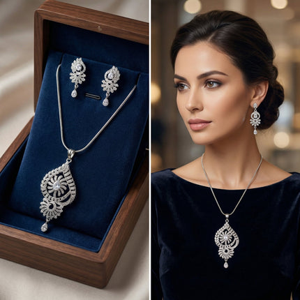 party wear silver jewelry for women - Elegant Earrings Set